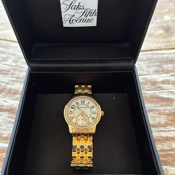 Saks Fifth Avenue Rose Gold Watch with Crystal Bezel - Picture 2 of 6